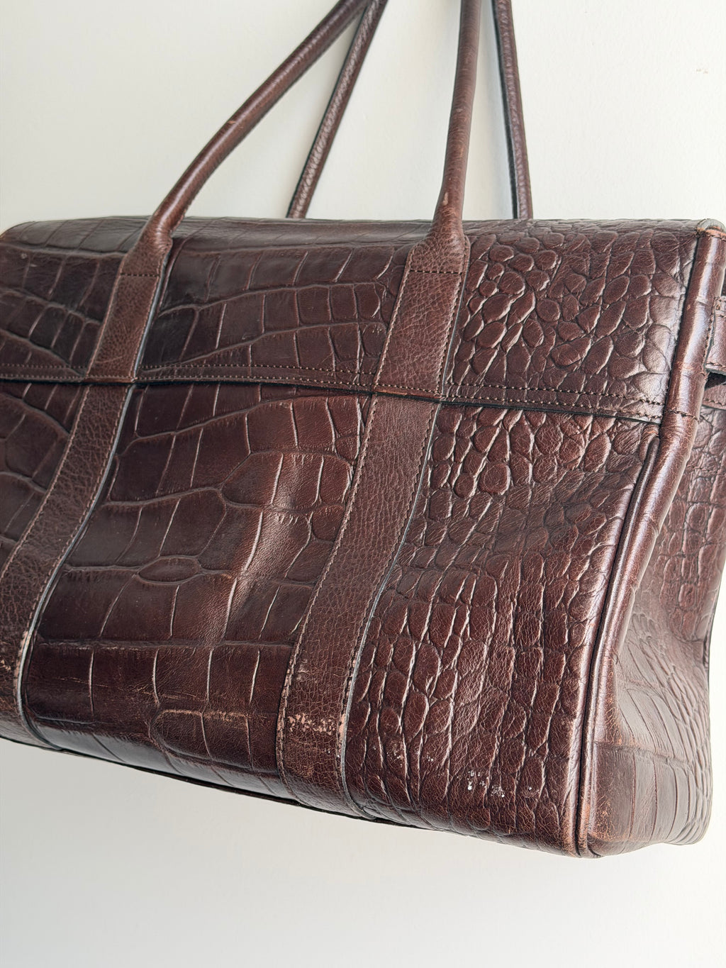 Vintage Mulberry Bayswater in Chocolate Croc-Embossed Leather
