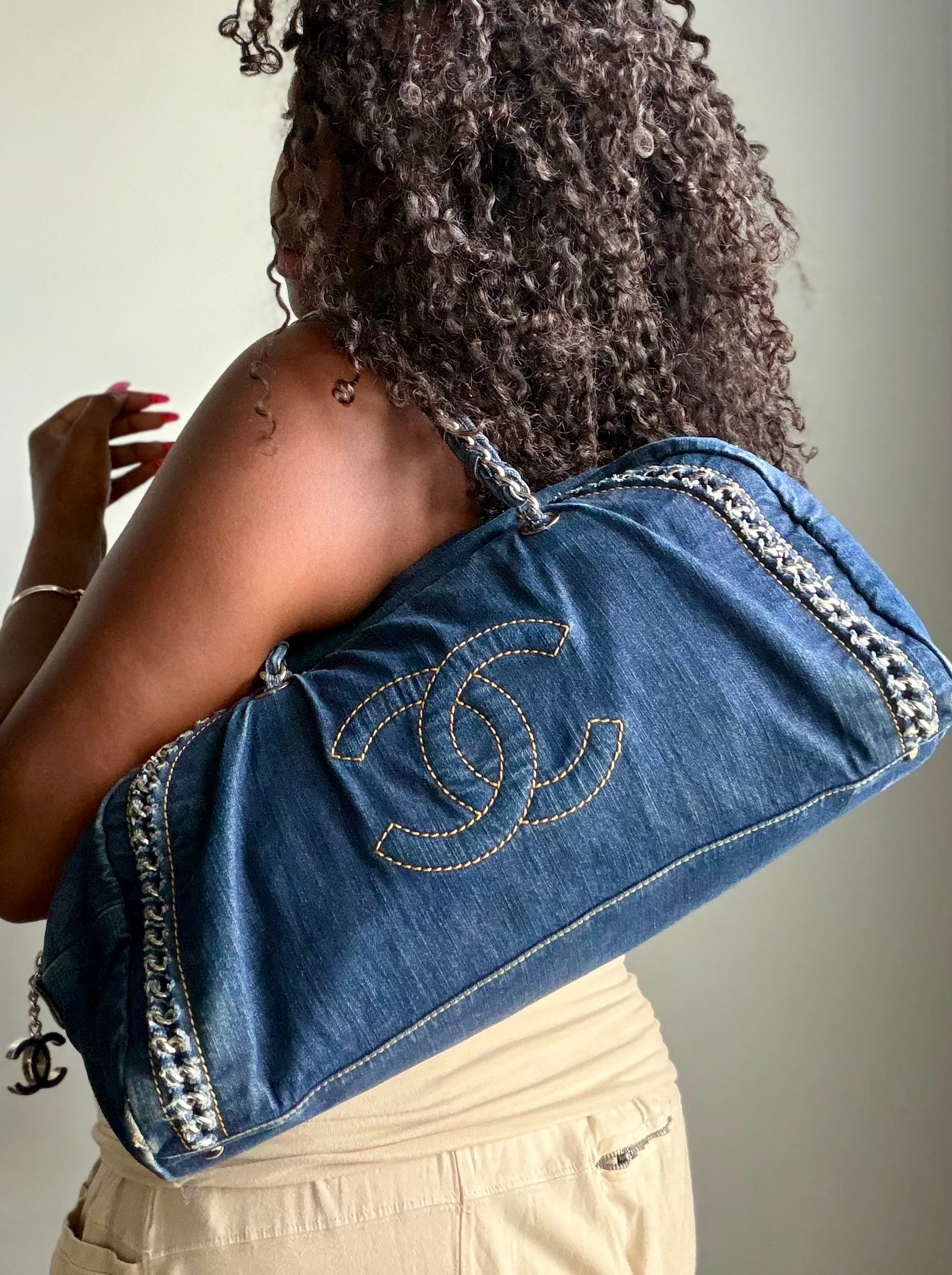 Chanel Luxe Ligne Large Denim Bowler Bag