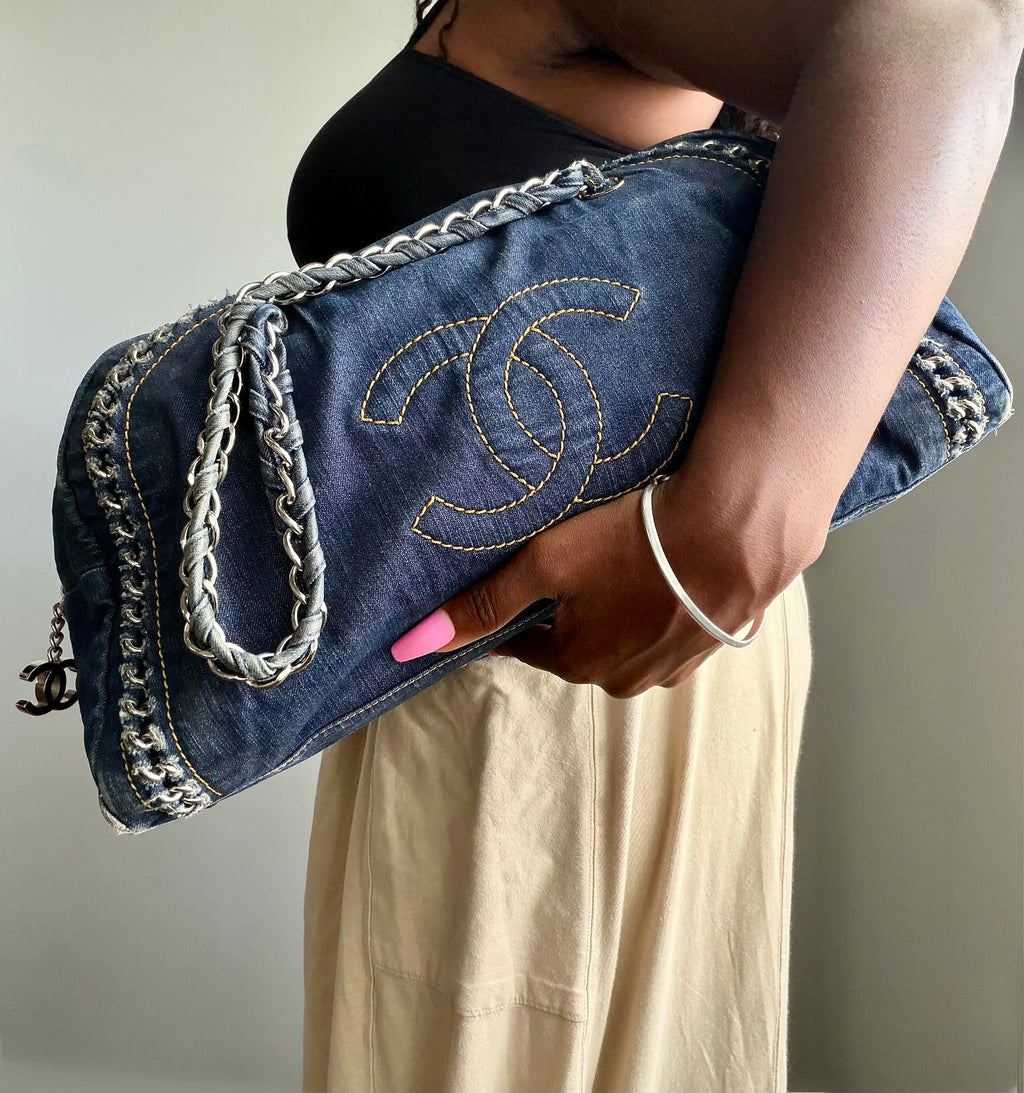 Chanel Luxe Ligne Large Denim Bowler Bag