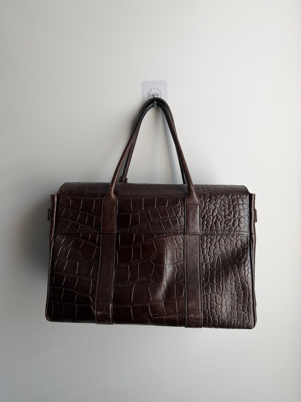 Vintage Mulberry Bayswater in Chocolate Croc-Embossed Leather