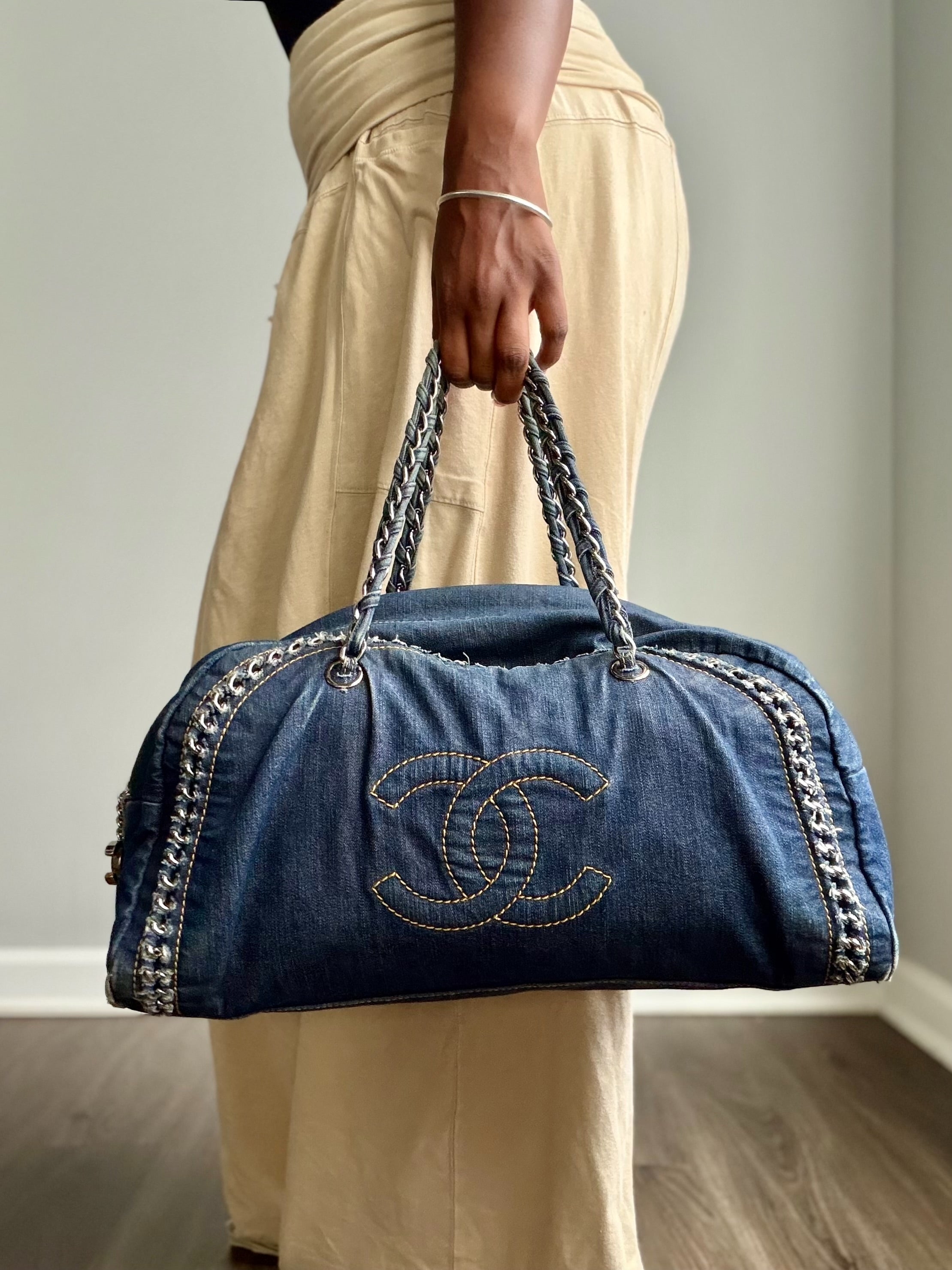 Chanel Luxe Ligne Large Denim Bowler Bag