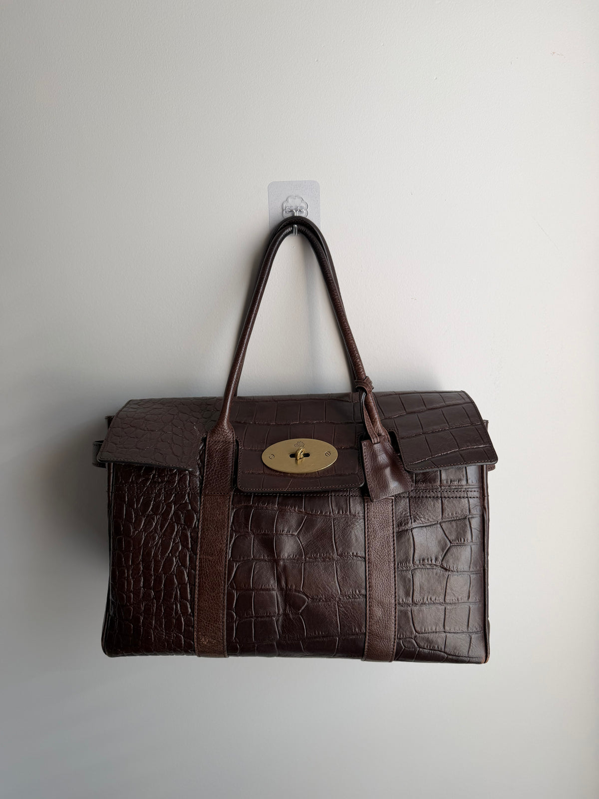 Vintage Mulberry Bayswater in Chocolate Croc-Embossed Leather