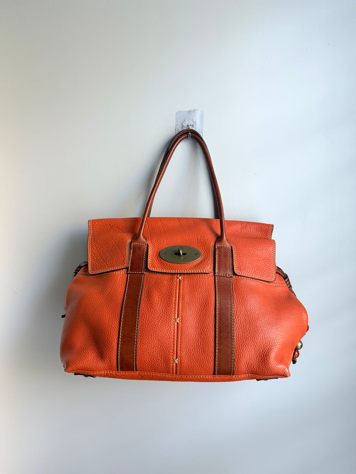 Vintage Mulberry Bayswater Limited Edition Bright Orange Leather Tote Bag