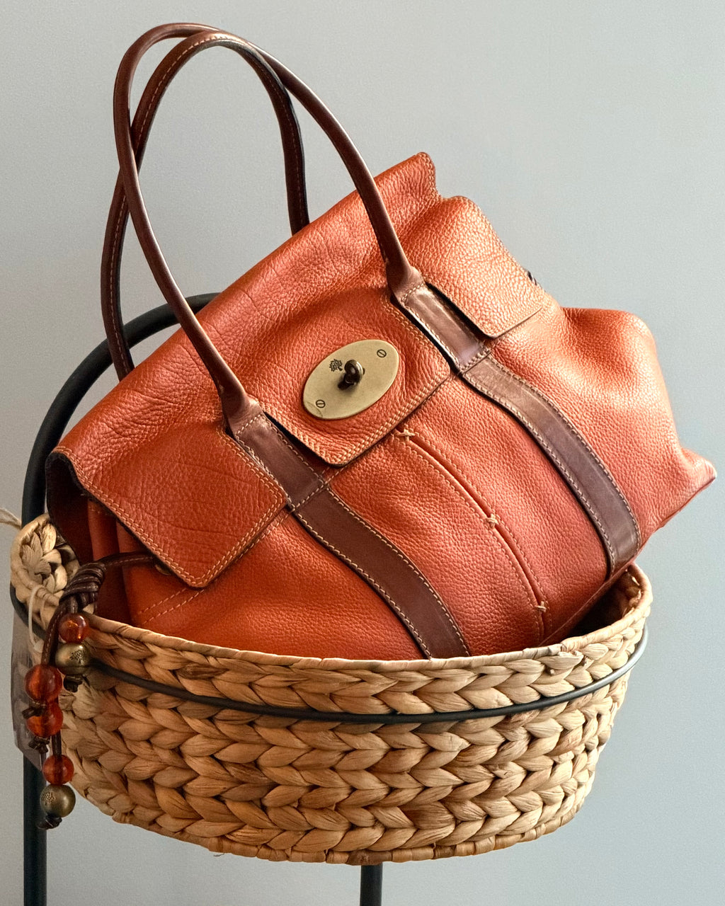 Vintage Mulberry Bayswater Limited Edition Bright Orange Leather Tote Bag
