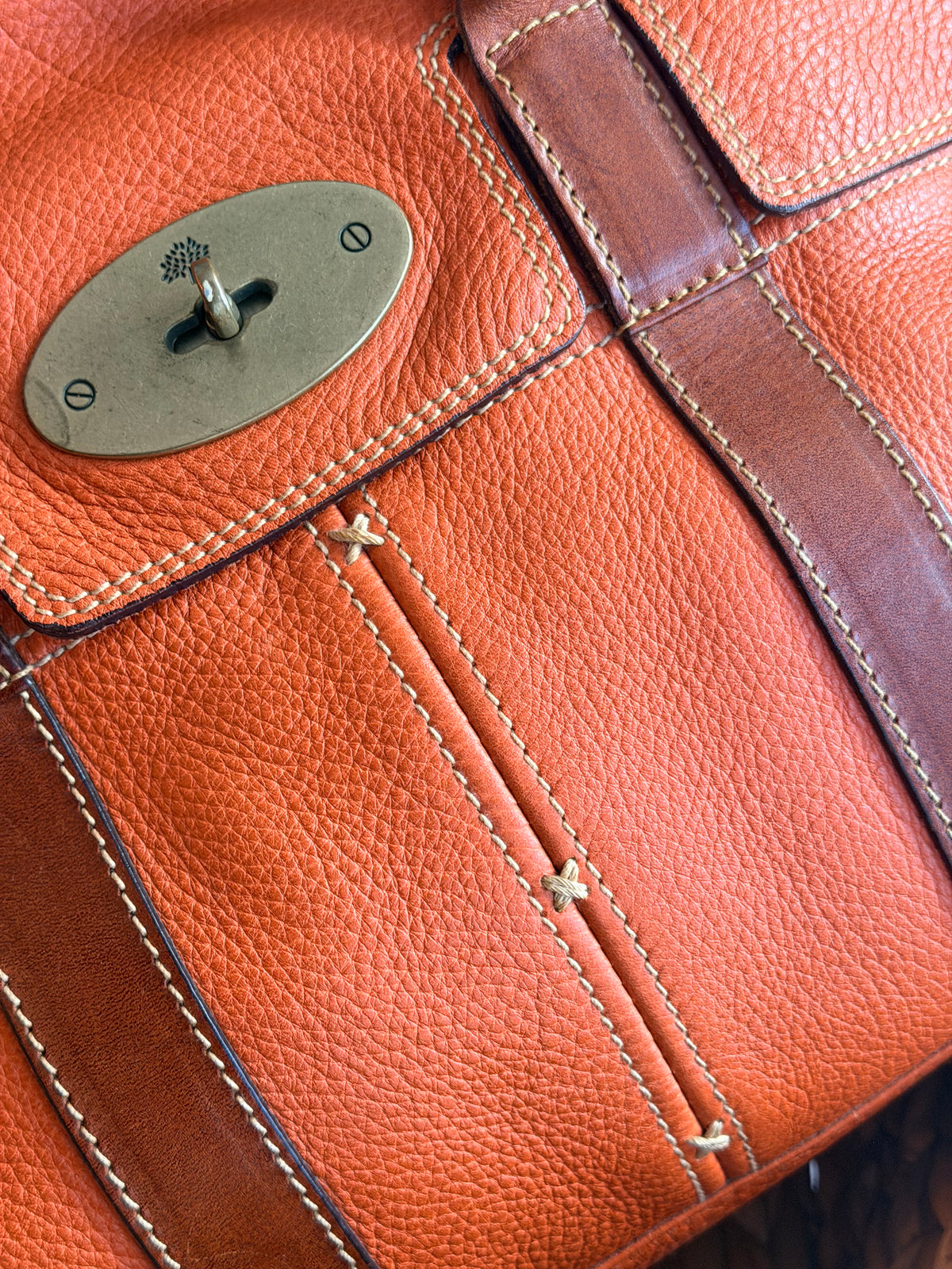 Vintage Mulberry Bayswater Limited Edition Bright Orange Leather Tote Bag
