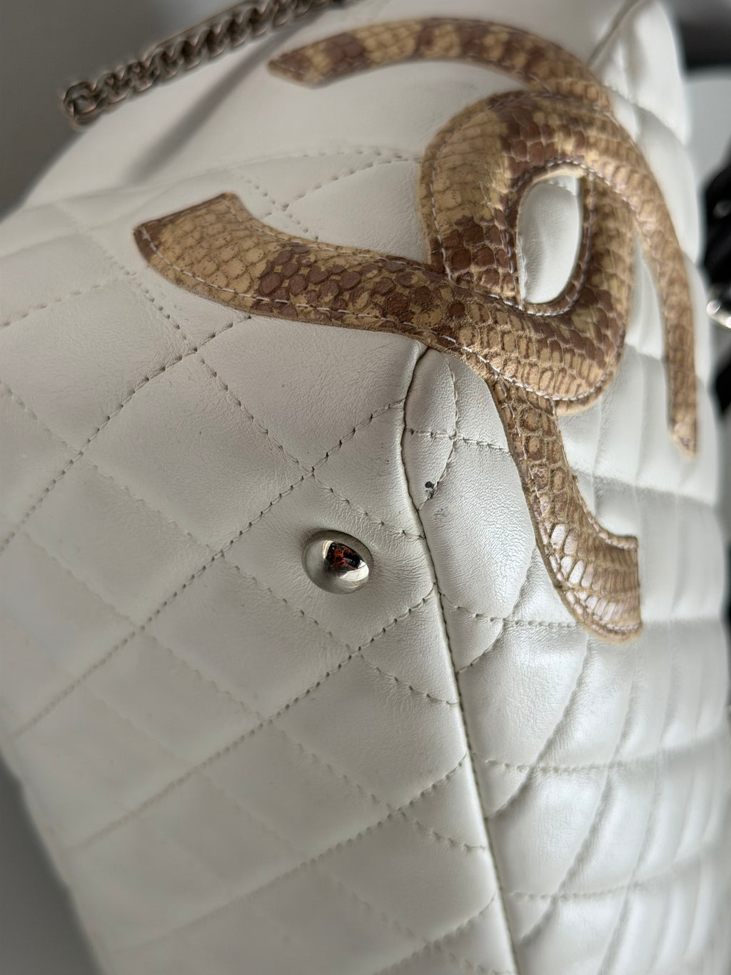 Chanel Cambon Snakeskin Shoulder Bag