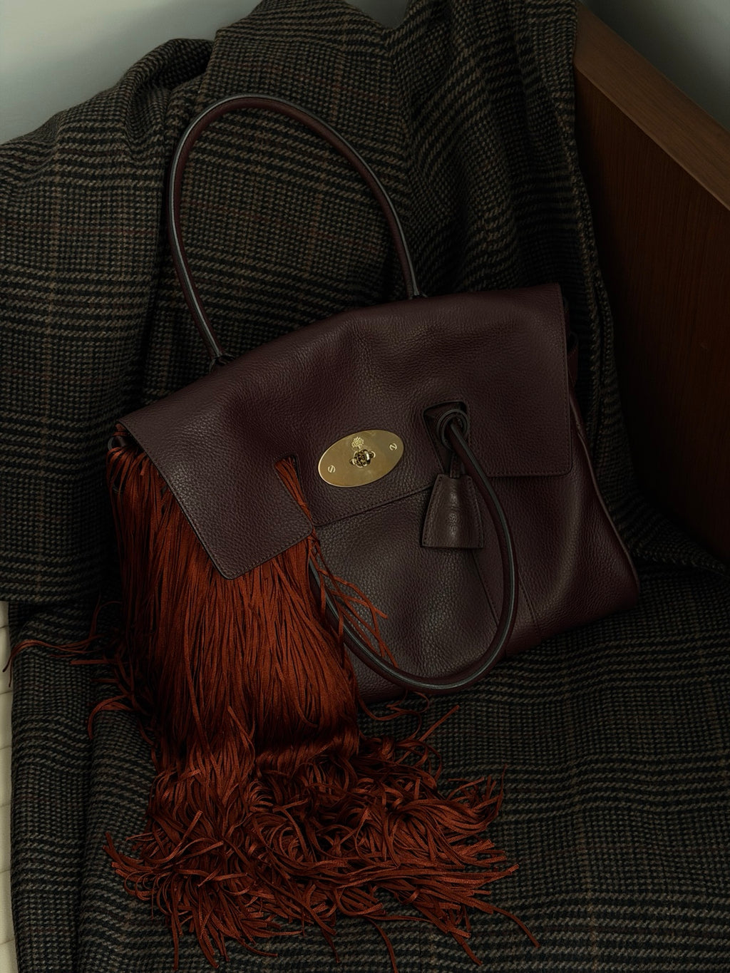 Mulberry Classic Bayswater in Deep Plum-Brown Pebbled Leather