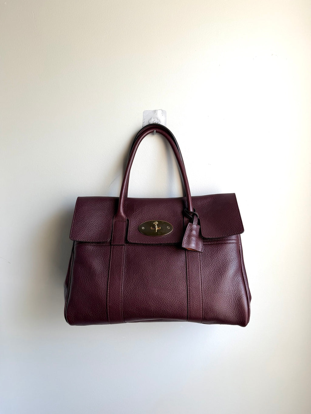 Front of Mulberry Classic Bayswater in deep brown with plum undertones